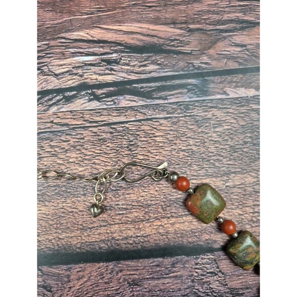Jay King DTR Unakite Bead Necklace Sterling Silver 21–24" Green Gemstone Boho - Picture 3 of 6